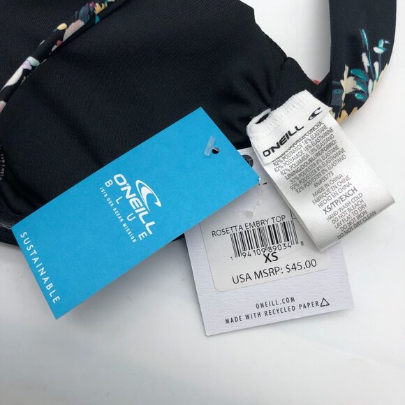 O'Neill Blue Womens Rosetta Embry Swim Bikini Top Convertible Floral Black XS - Picture 7 of 7